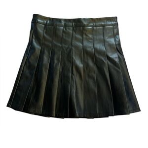 MARBLE Black Leather Skater pleated mini Skirt nwt small